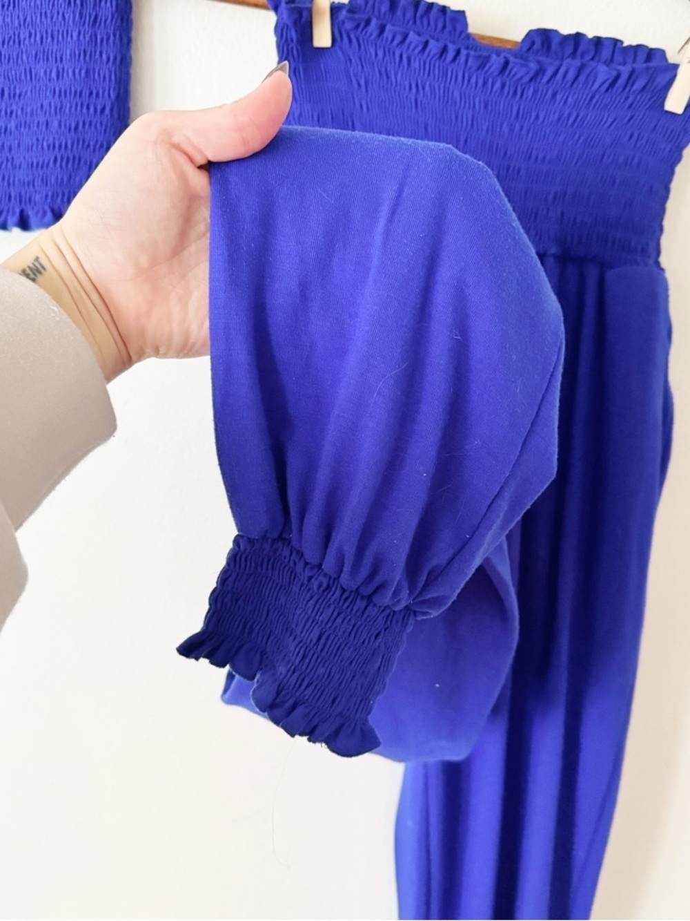 Zenana Outfitters Royal Blue Smocked Strapless Set small - Picture 3 of 4